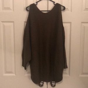 Green Cold Shoulder Sweater